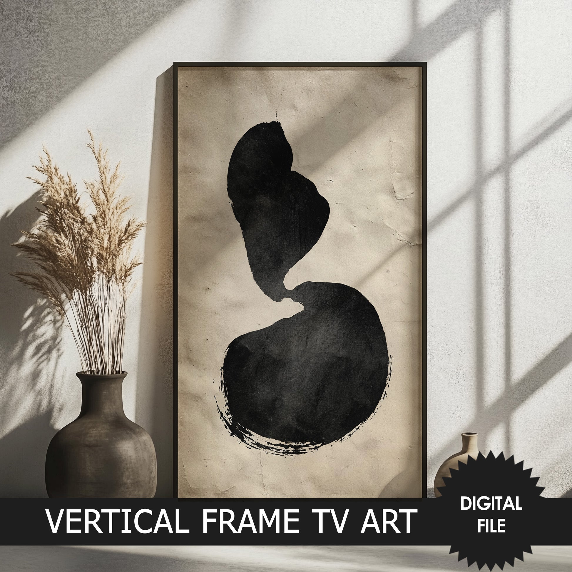 Japandi Zen Minimalism Vertical TV Art, Wabi-Sabi Abstract preview 2