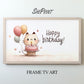 Kawaii Birthday Frame TV Art | Happy Birthday Cat Drawing