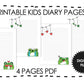 Printable Kids Dairy Pages, Happy Day, Funny Day, Sad Day, Bad Day Dairy Page Template preview