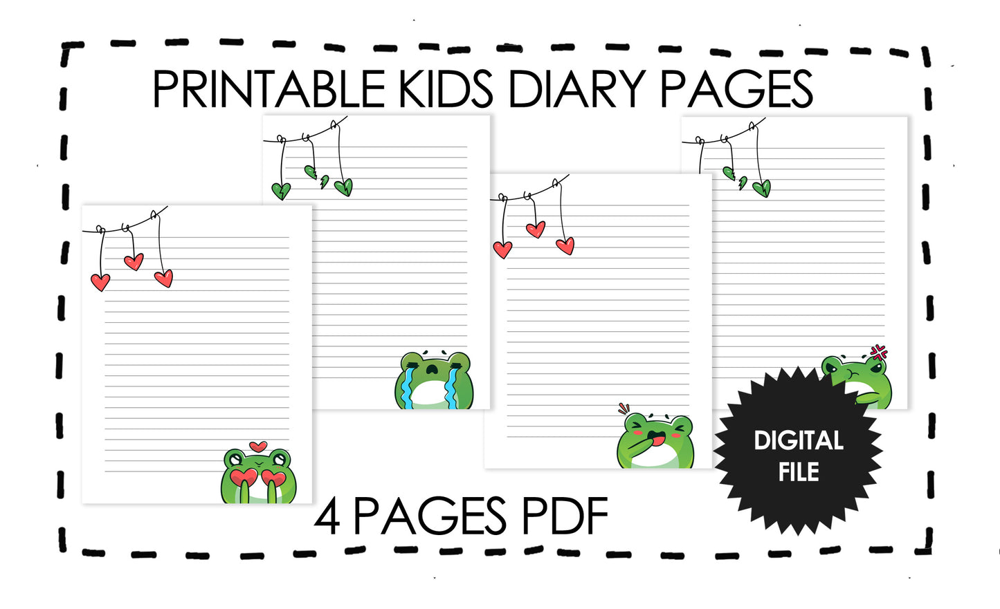 Printable Kids Dairy Pages, Happy Day, Funny Day, Sad Day, Bad Day Dairy Page Template preview