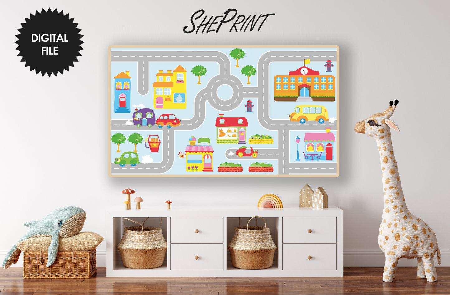 Samsung Frame TV Art Kids | Cute Colorful City Map | Children Tv Art | Digital TV Art | Frame TV Art For Kids | Instant Download