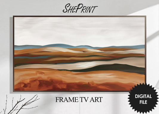 Earth Tones Landscape Frame TV Art | Abstract TV Art | Digital TV Art | Instant Download preview on Samsung Frame TV