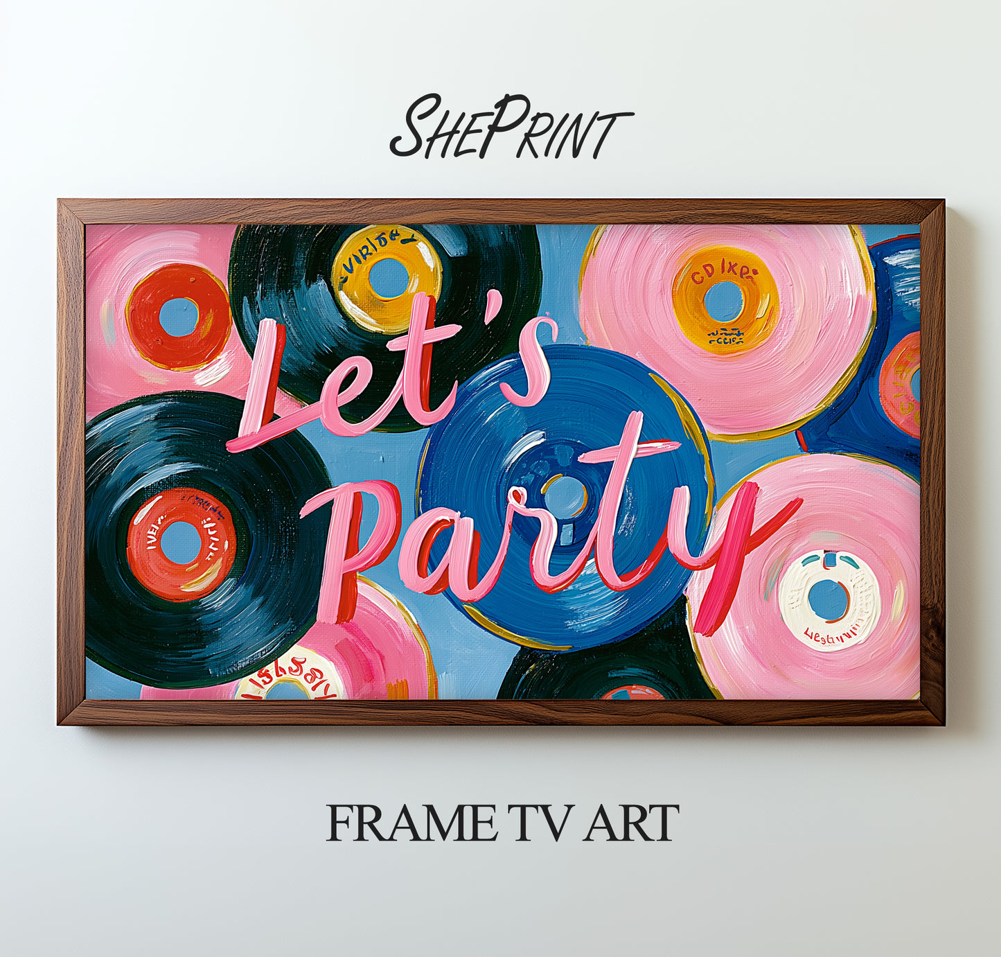 Retro Vinyl Record Frame TV Art | Party TV Backdrop | Pastel Music Theme (Digital Download)