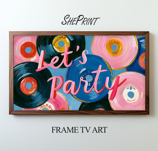 Retro Vinyl Record Frame TV Art | Party TV Backdrop | Pastel Music Theme (Digital Download)