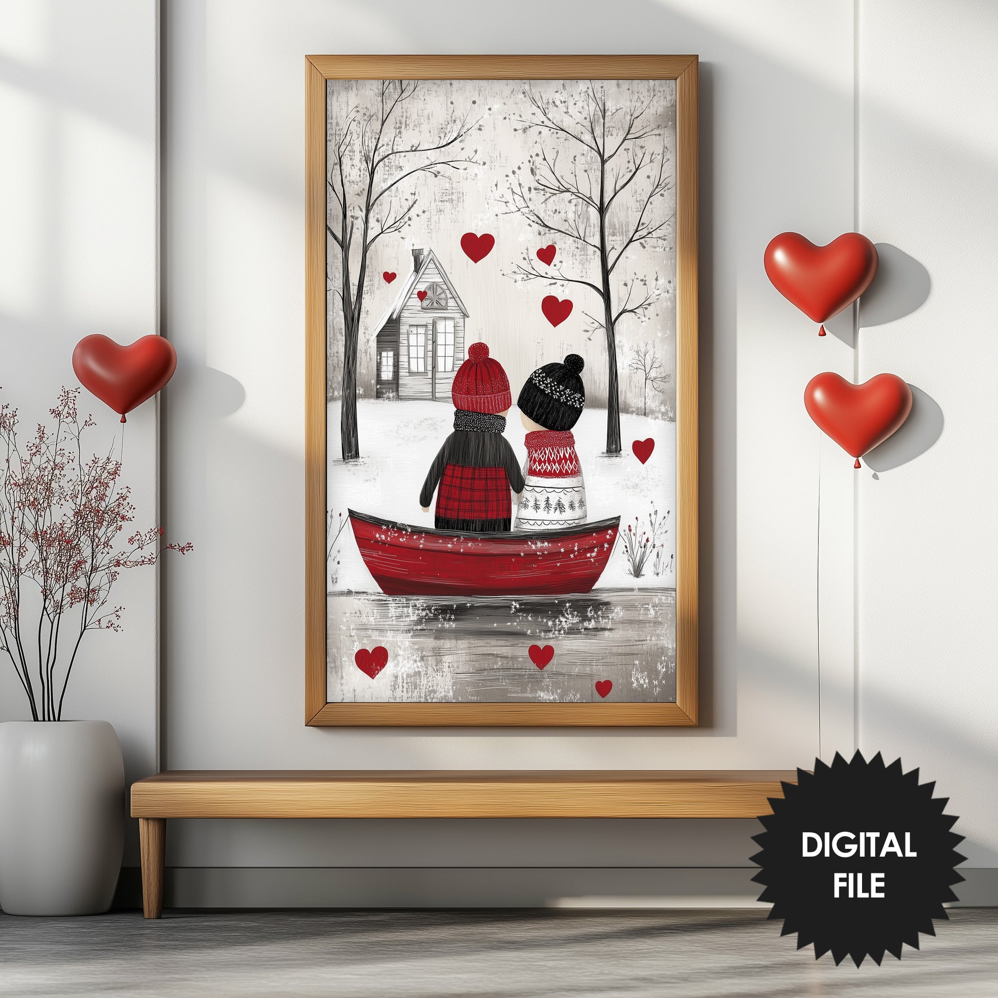 Love Couple In The Boat Vertical Frame TV Art preview 2