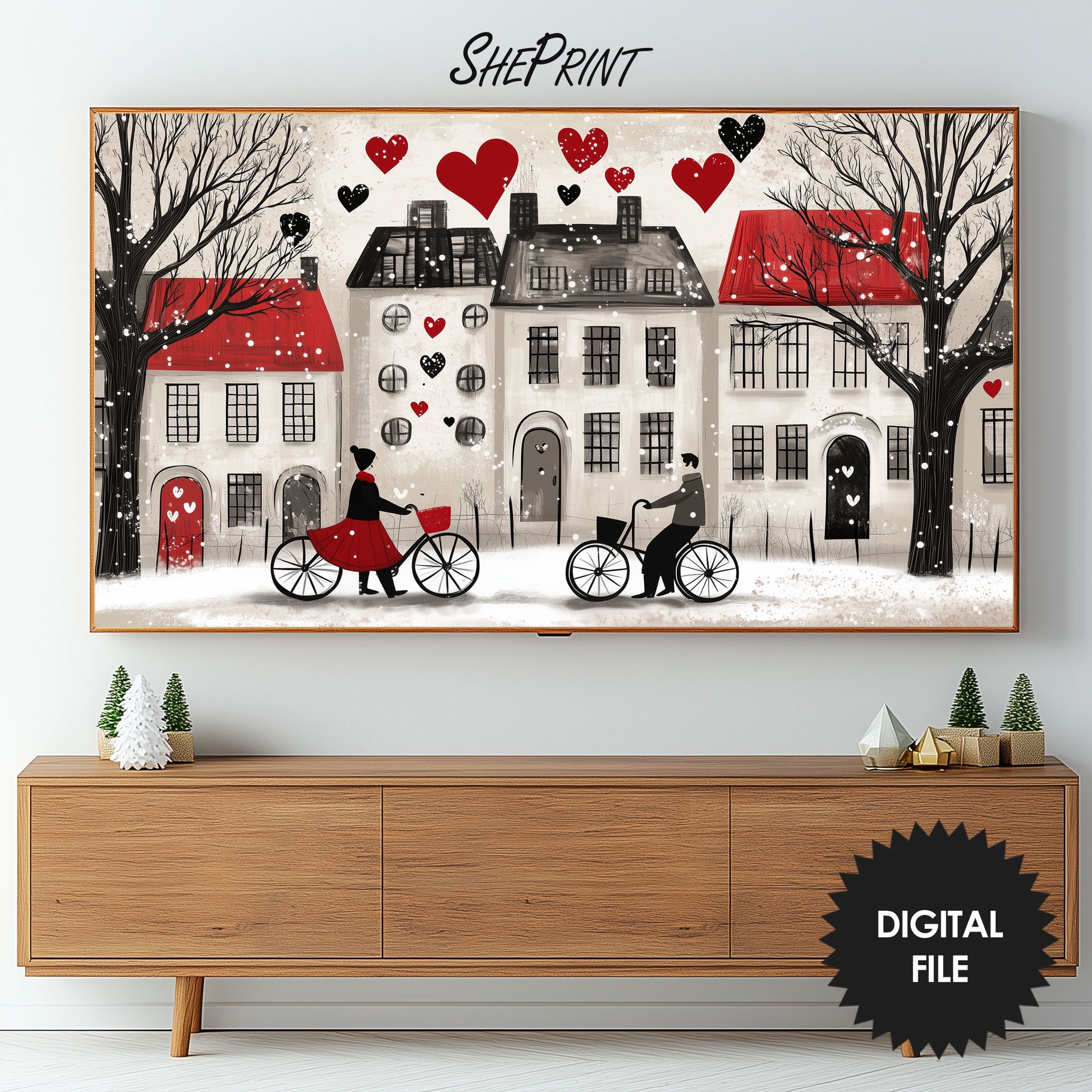 Love On Bicycle Frame TV Art | Happy Valentine's Day preview on screen