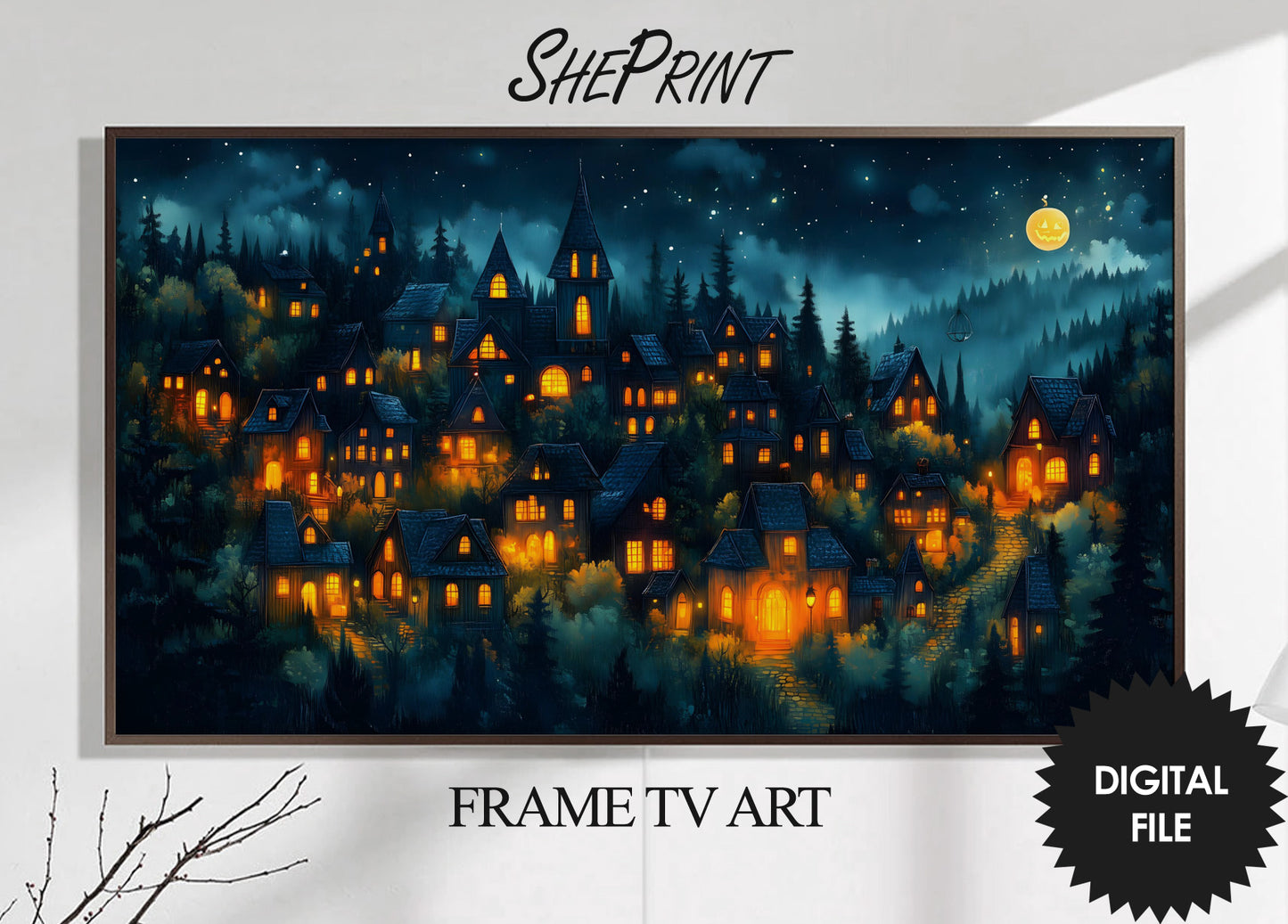 Halloween Frame TV Art | Magical Halloween Town preview