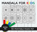 Mandala 50 Printable Coloring Pages For Kids, Bonus 2 Free Covers, For ...
