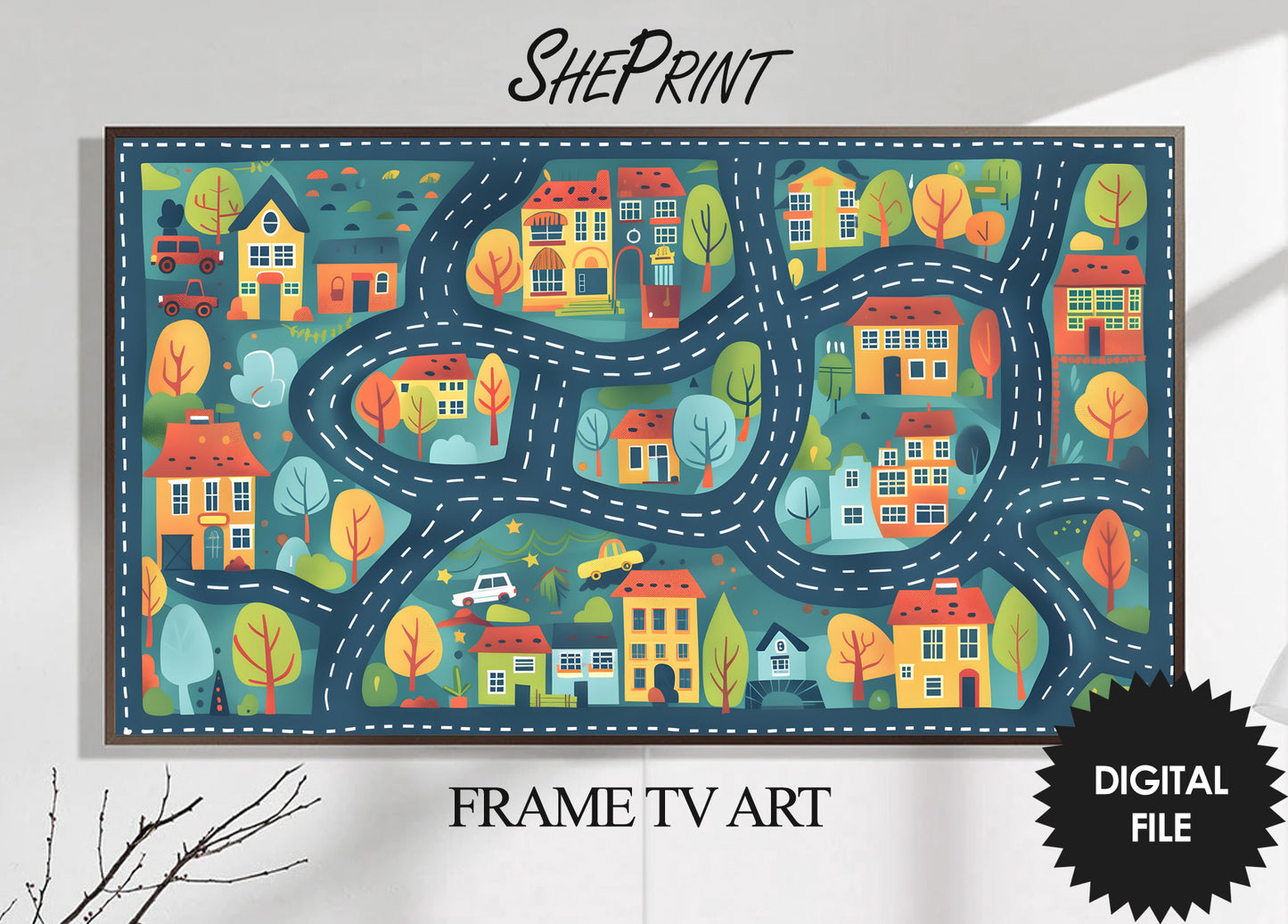 Samsung Frame TV Art For Kids | City Road Map Children's TV Art  preview