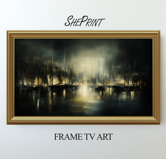 Frame TV Art | Coastal Landscape Marina at Night preview