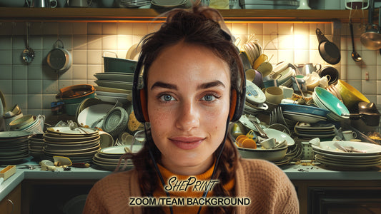 Funny Zoom Background, Messy Kitchen, Dirty Dishes preview image
