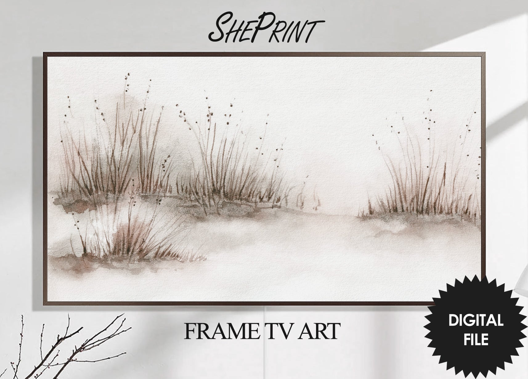 Samsung Frame TV Art Minimalist Fall Scene Art | Digital TV Art | Instant Download