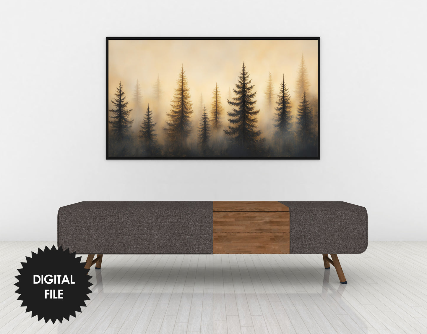 Winter Misty Forest Frame TV Art preview in minimalist ambience