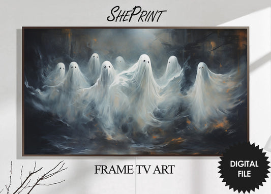 Samsung Halloween Frame TV Art, Dancing Ghosts, Digital TV Art, Instant Download