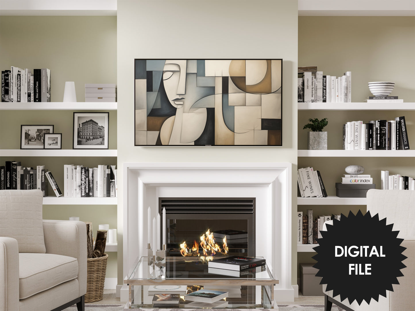 Frame TV Art, Modern Abstract Art, Neutral Earthy Colors, Oil Painting, Digital TV Art, Instant Download