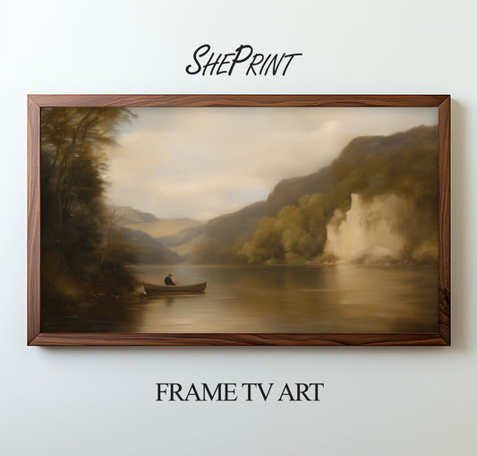 Frame TV Art | Moody Landscape Tranquil River View, preview on TV screen