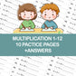 Multiplication Worksheets 1-12 | 10 Printable Practice Pages + Answer Keys | 75 Problems Each | 3rd Grade Math Drill | Instant Download PDF