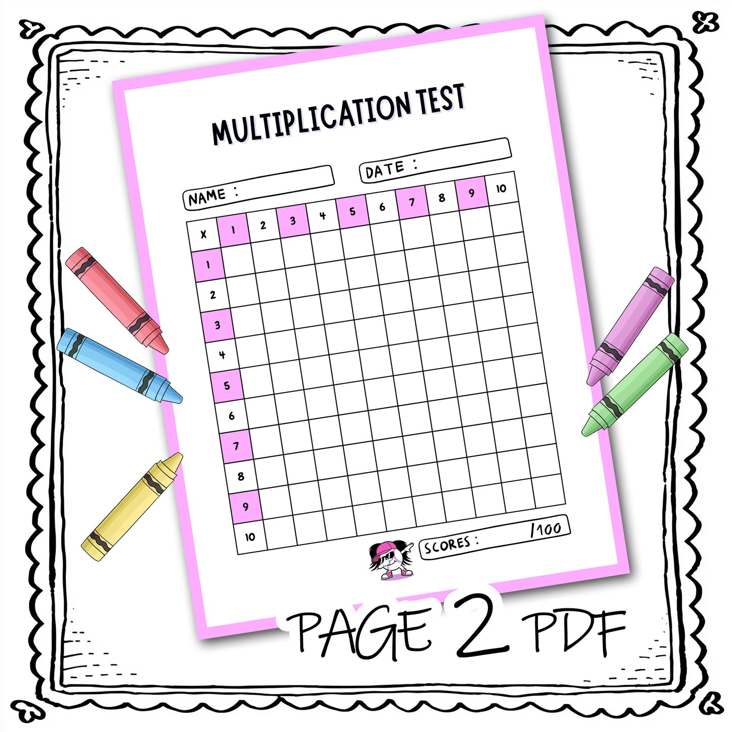 Printable Multiplication Worksheets PDF – Times Table  Practice Tests for Girls