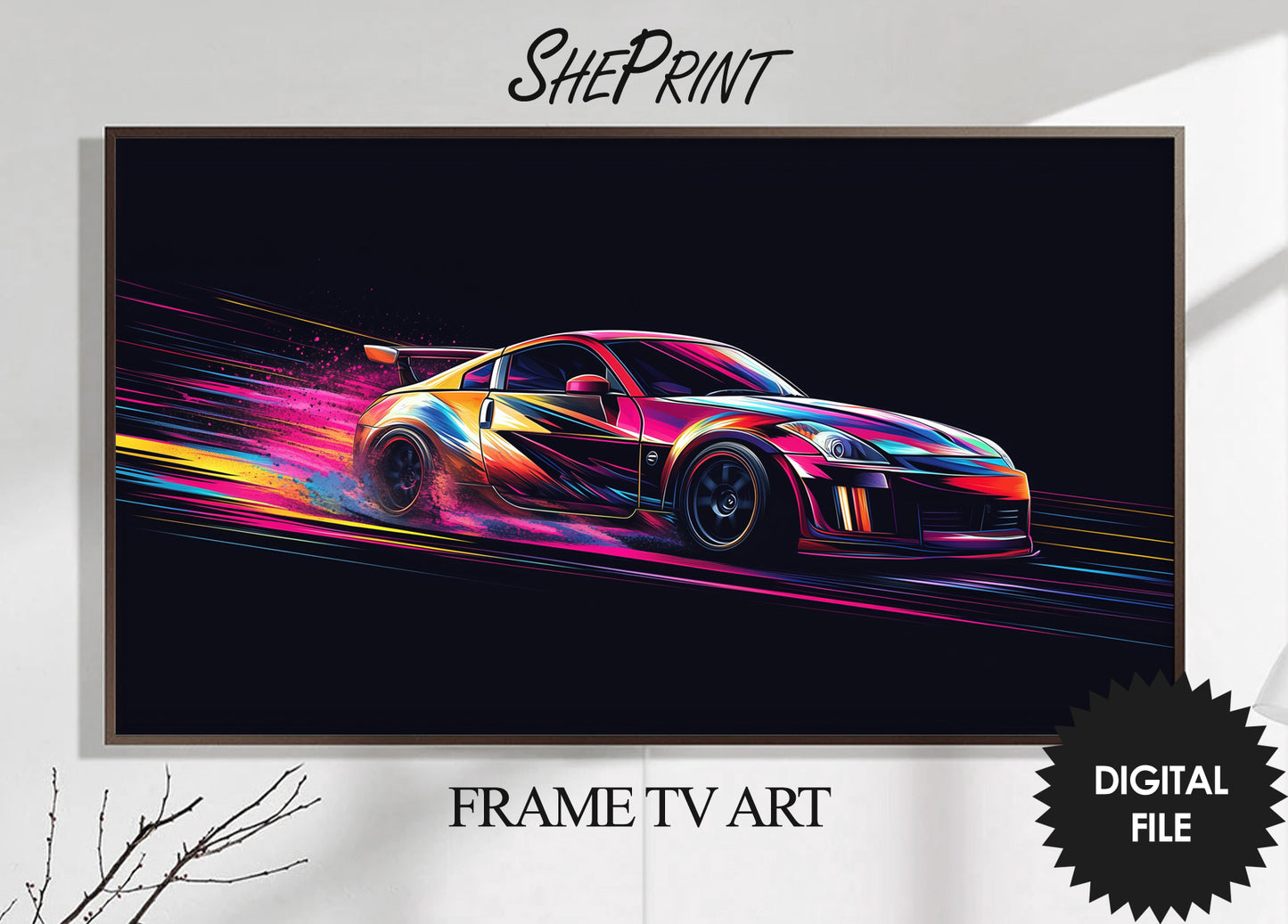 Frame TV Art For Boys | Neon Car Abstract Art preview