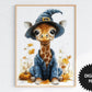 Halloween Wall Art For Kids, Cute Halloween Animals, Set of 3 Digital Prints, Nursery Wall Art, Cute Giraffe preview