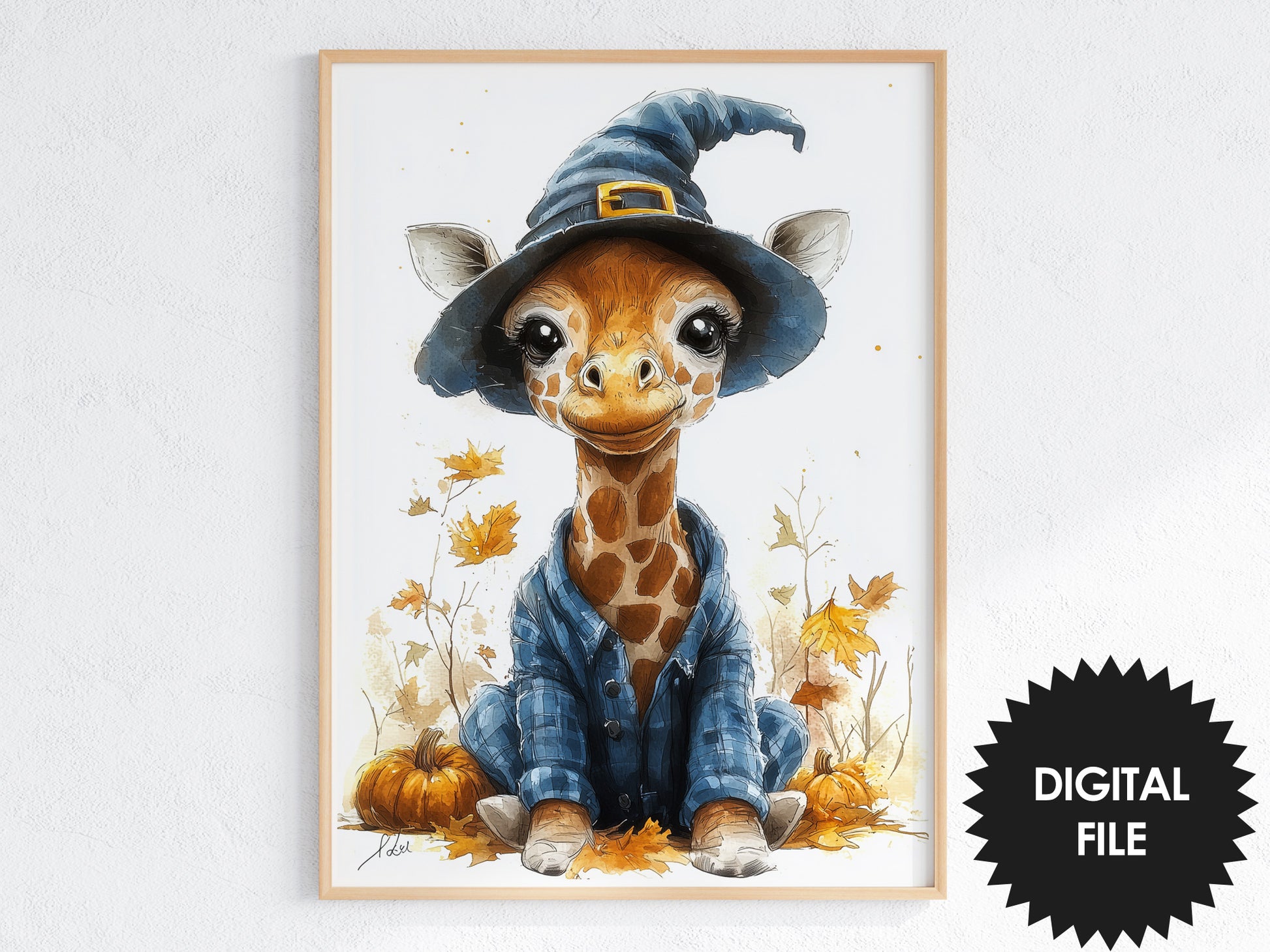 Halloween Wall Art For Kids, Cute Halloween Animals, Set of 3 Digital Prints, Nursery Wall Art, Cute Giraffe preview