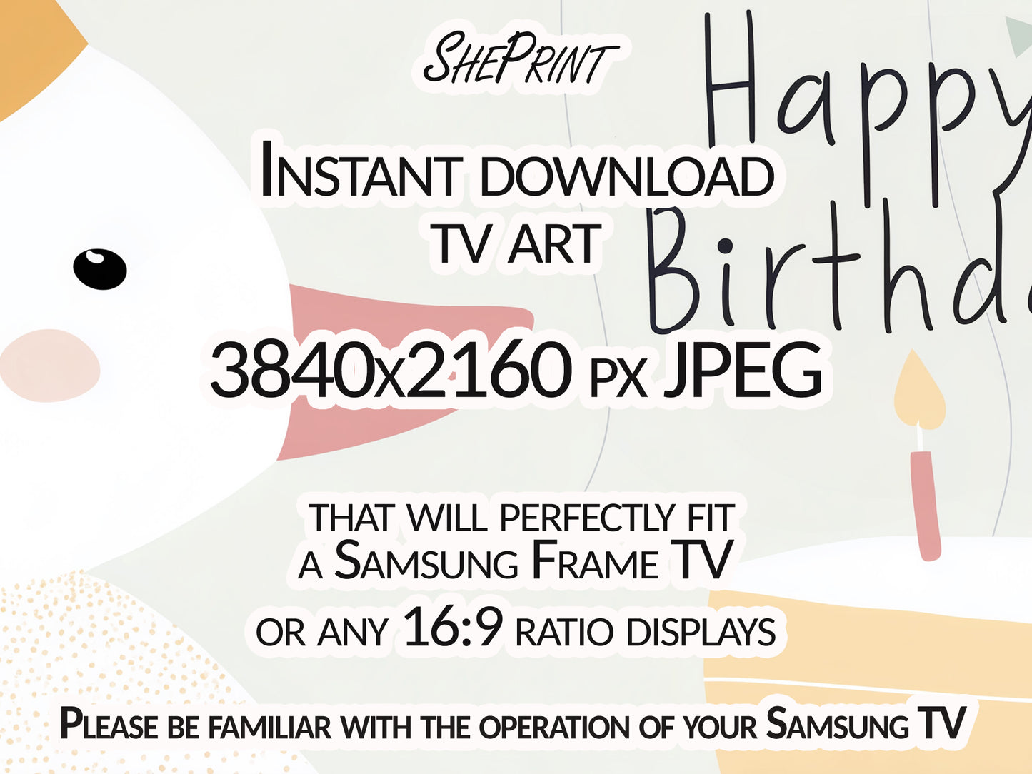 First Birthday Frame TV Art: One Silly Goose | Party TV Backdrop | Digital Download 3840x2160px JPG close up look
