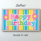 Retro Pastel Stripe Happy Birthday Frame TV Art For Kids | Instant Download