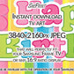 Retro Pastel Stripe Happy Birthday Frame TV Art For Kids | Instant Download, close up vew