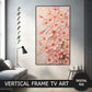 Vertical Frame TV Art, Peach Fuzz Flowers Painting preview on Samsung Frame TV when mounted vertically