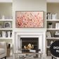 Horizontal Frame TV Art, Peach Fuzz Flowers Painting preview in modern living room.