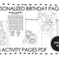 Personalized Birthday Coloring Pages For Kids,Custom Name & Age Birthday Party Activity Sheets, Kids Printables, 13Pages PDF Download 8.5x11in