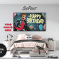 Personalized Birthday Frame TV Art For Boys | Custom Photo | Happy Birthday Cartoon Superhero preview in kids bedroom