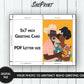 Printable Personalized Greeting Card, Turn Your Family Photo to Abstract Boho Art, 5"x7" Print At Home On Letter Size Paper, Ready in 1-2 Days