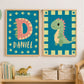 Personalized Dinosaur Wall Art for Kids, Dino Nursery Prints, Boy Room, Set of 2, 18x24inch