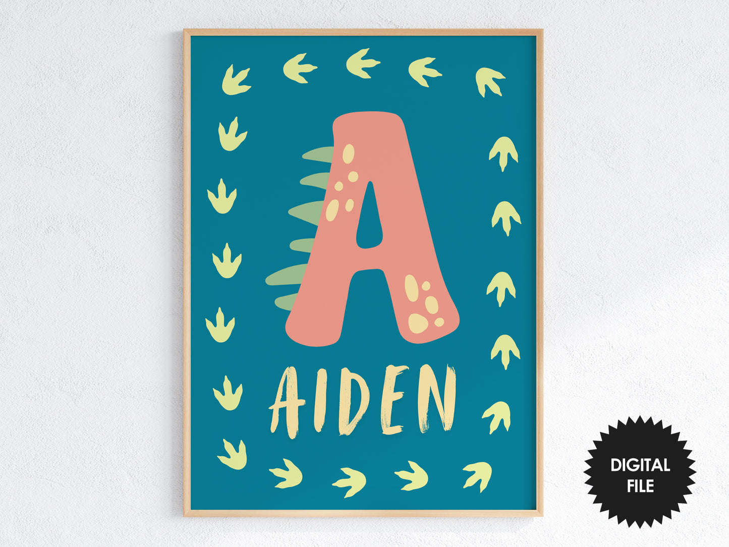 Personalized Dinosaur Wall Art for Kids, Dino Nursery Prints, Boy Room, Set of 2, 18x24inch