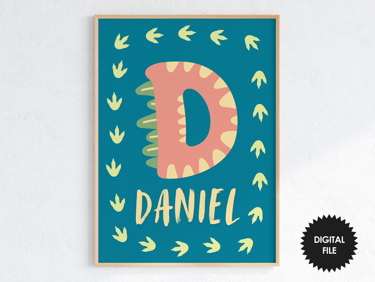 Personalized Dinosaur Wall Art for Kids, Dino Nursery Prints, Boy Room, Set of 2, 18x24inch