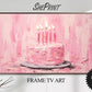 Samsung Frame TV Art | Birthday Cake Pastel Pink Impasto Painting preview