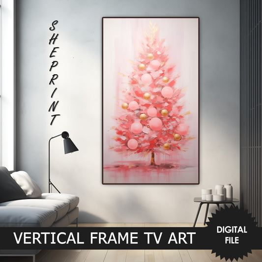 Pink Christmas Tree Vertical Frame TV Art preview