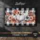 Frame TV Art White Pumpkins on Plaid Background preview on black brick wall