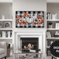 Frame TV Art White Pumpkins on Plaid Background preview in modern living room