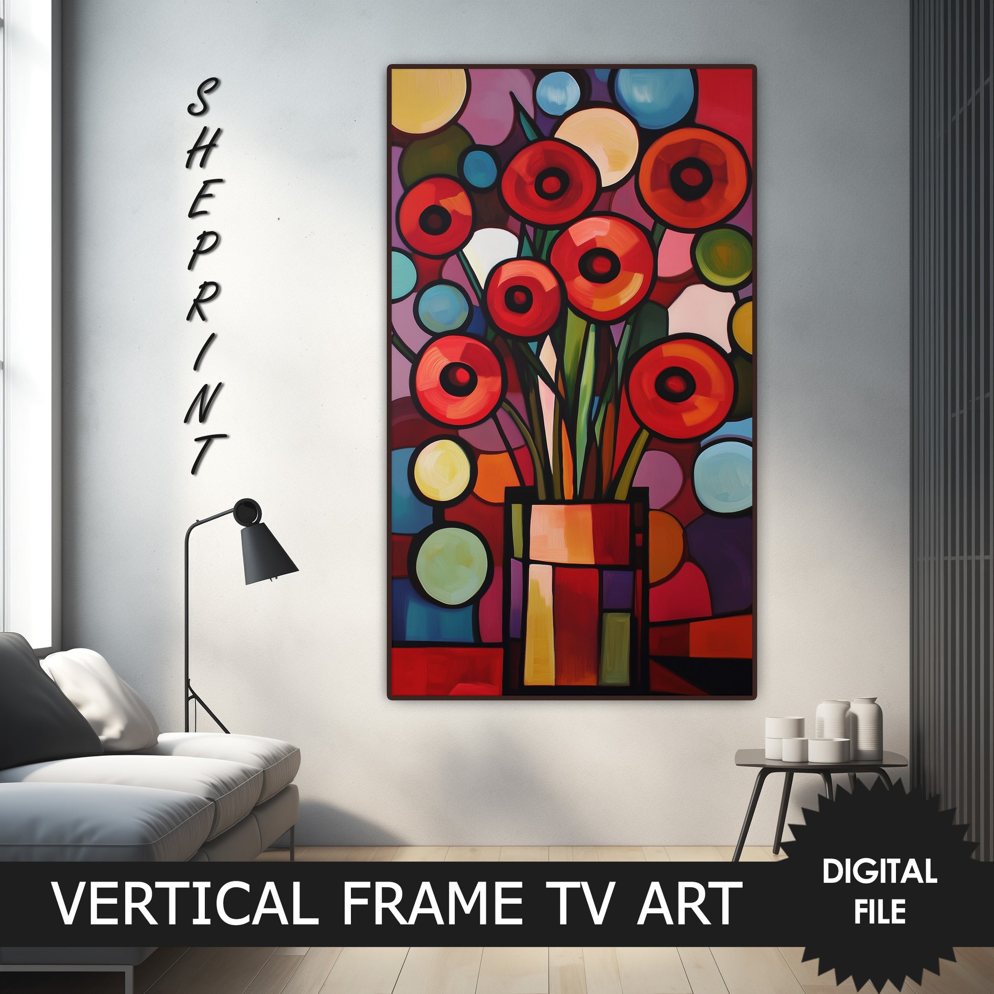Vertical Frame TV Art, Poppies Abstract Painting preview