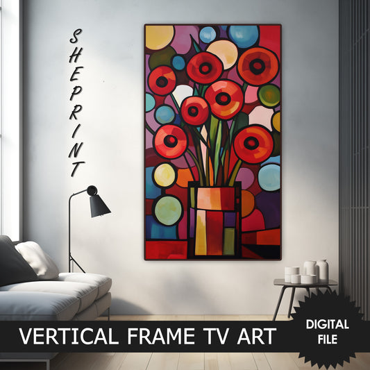 Vertical Frame TV Art, Poppies Abstract Painting preview