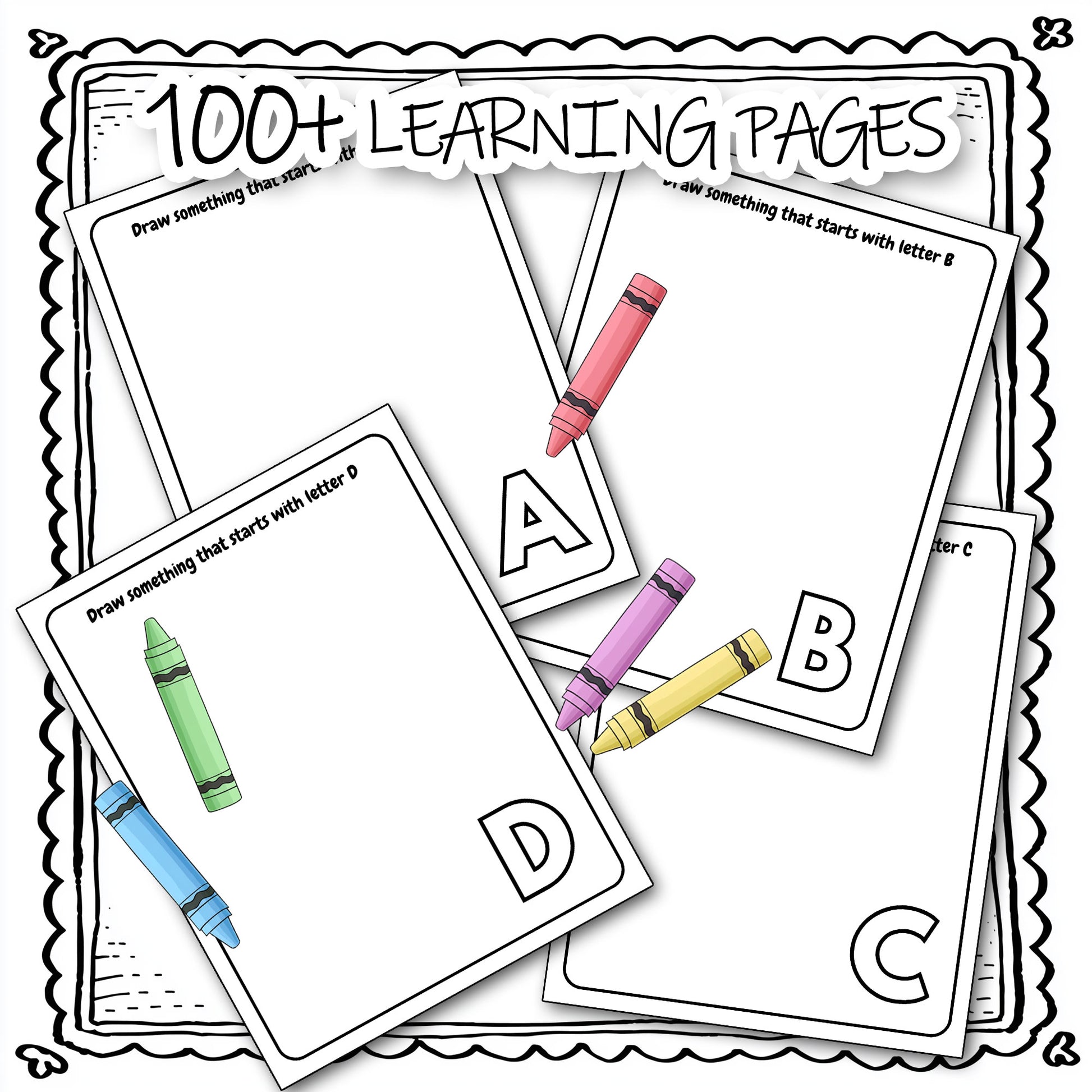 100+ Printable Kids Learning Pages, Alphabet Drawing Preschool Worksheets preview