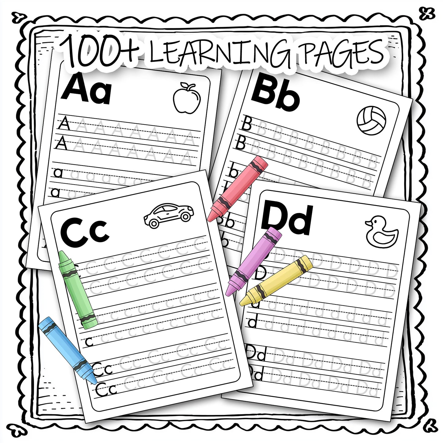 100+ Printable Kids Learning Pages, Letter Trace Preschool Worksheets preview