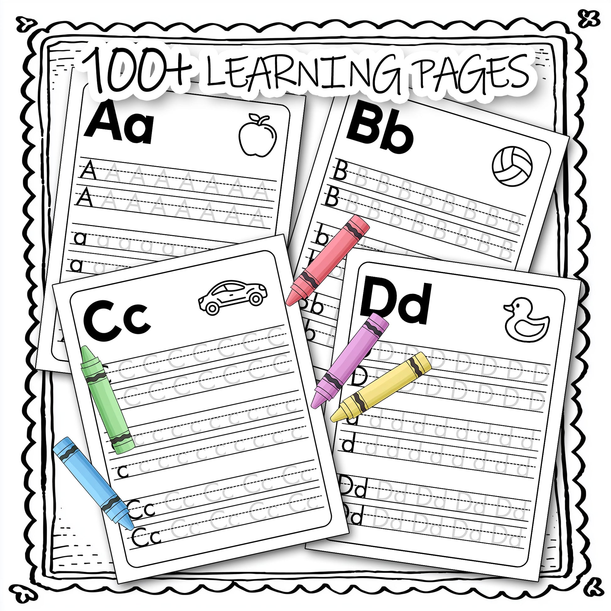 100+ Printable Kids Learning Pages, Letter Trace Preschool Worksheets preview