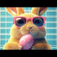 Easter Eggs Pile and Happy Bunny Frame TV Art |  Digital Download