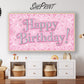 Pink Glitter Happy Birthday Frame TV Art for Girls | Sparkly Princess Party Decor | Digital Download preview on screen