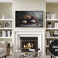 Samsung Frame TV Art, Dark Moody Still Life, White Pumpkins and Burgundy Peach Roses preview in modern living room