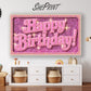 Purple Pink Glitter Birthday Frame TV Art for Girls, Princess Theme Party Decor, Digital Download preview