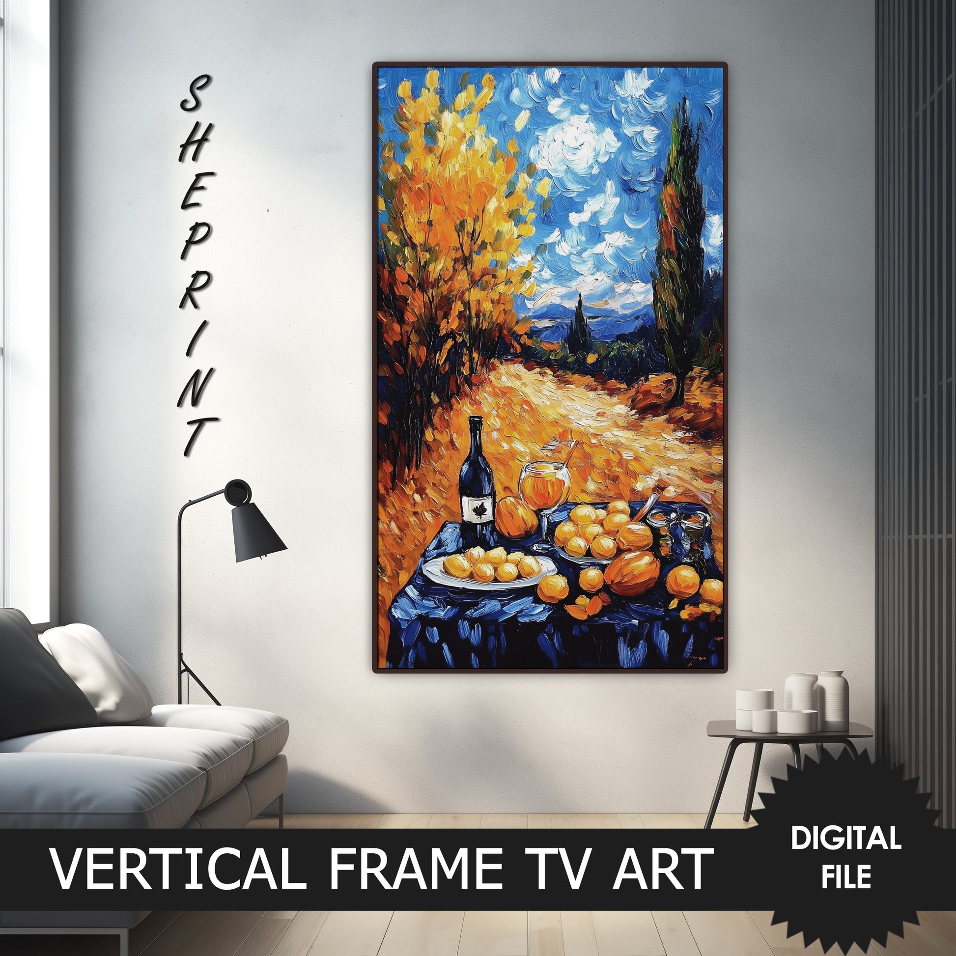 Samsung Vertical Frame TV Art, Romantic Fall Dinner Post-Impressionist Van Gogh Style preview